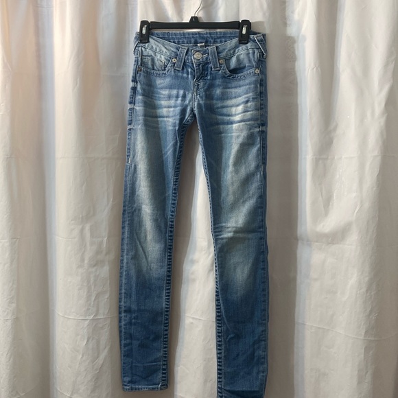 Women's True Religion Skinny Heritage Jeans in Blue      Size 26 /32 WLH480TS - Picture 1 of 8